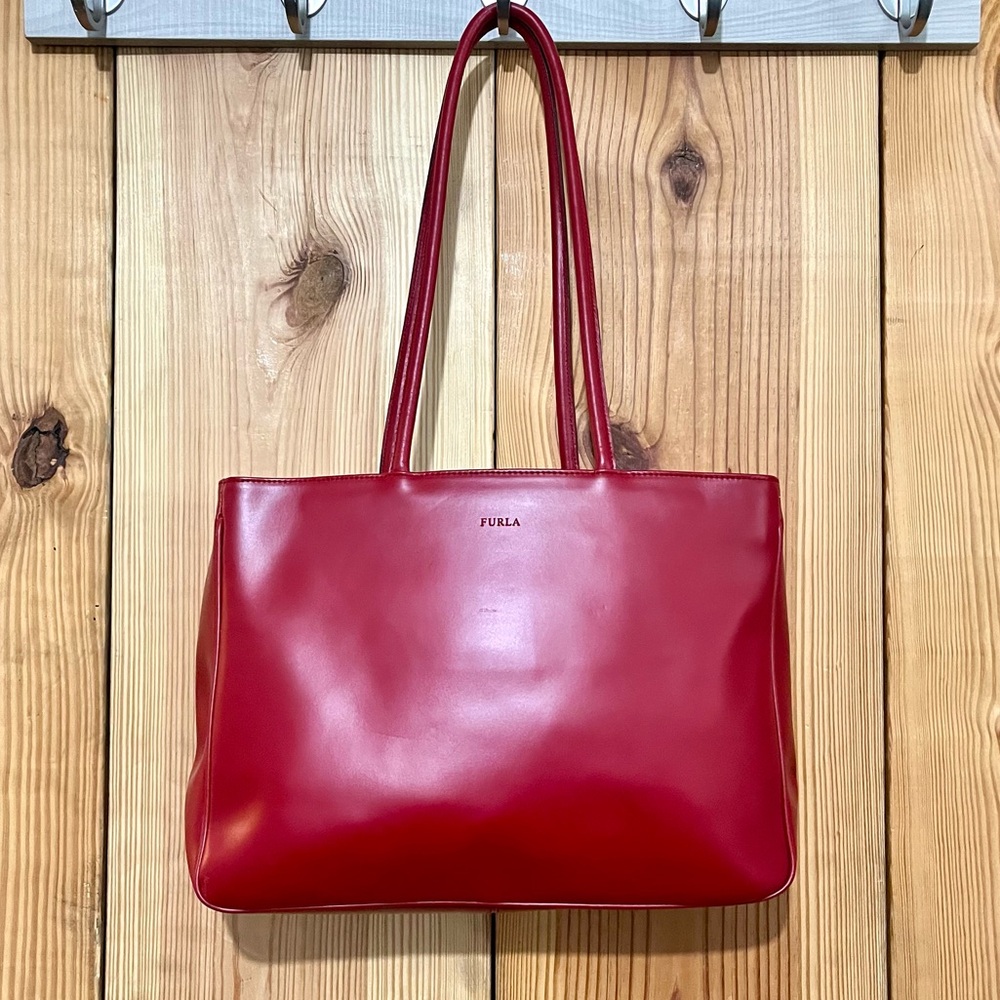 Furla Red Leather Tote Bag